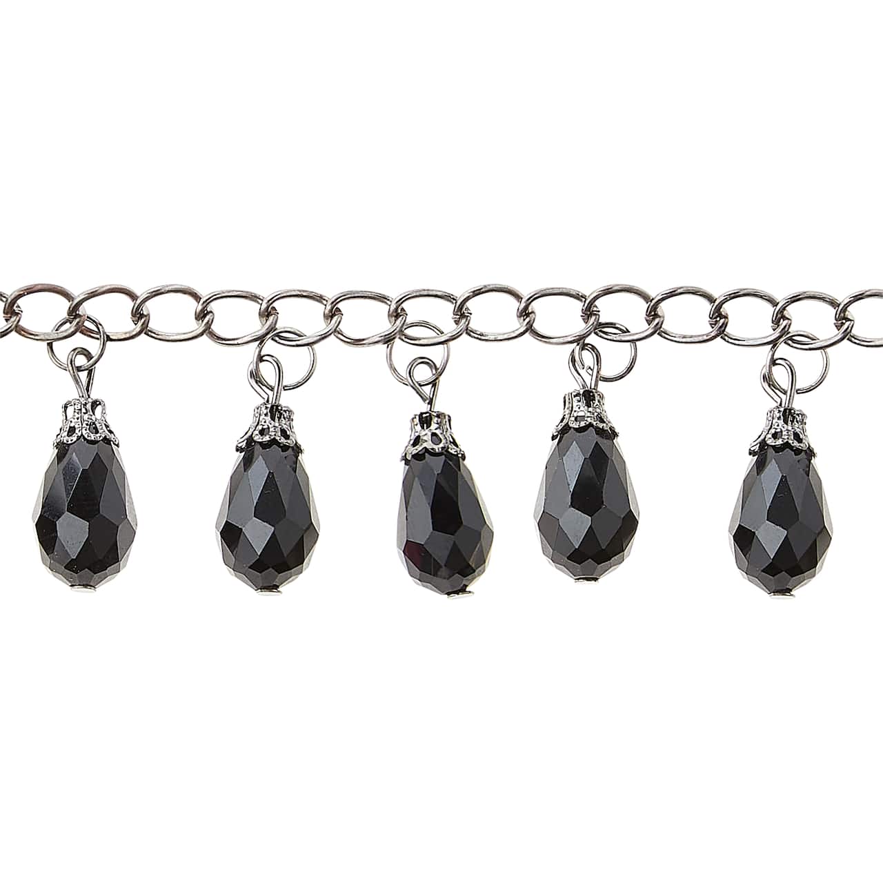 Black Teardrop Glass Beads Chain, 15mm by Bead Landing&#x2122;